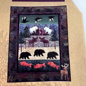 Moose Junction Quilt Applique Pattern Pine Needles Designs 31.5" x 40" UNCUT